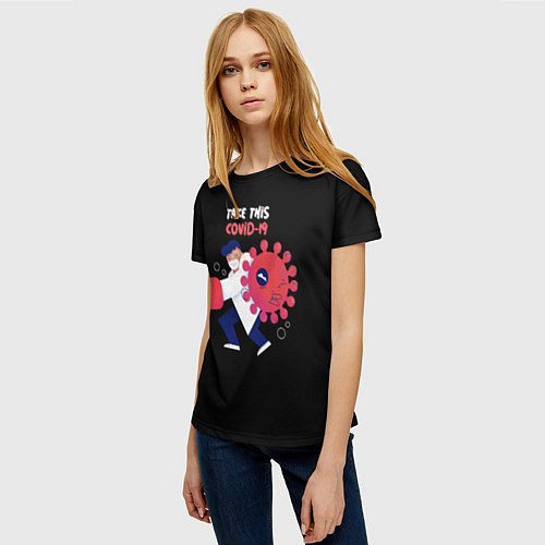 Женская футболка Борьба с вирусом / 3D-принт – фото 3
