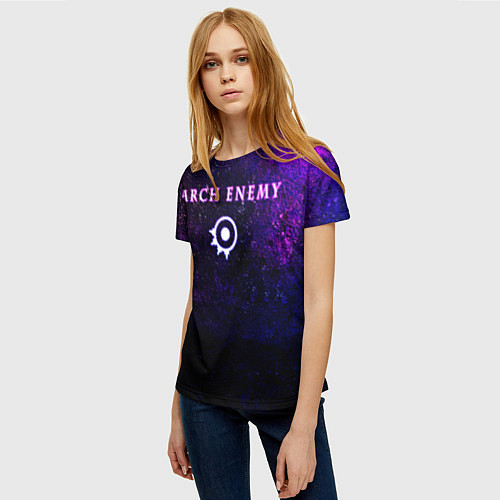 Женская футболка Arch Enemy Neon logo / 3D-принт – фото 3