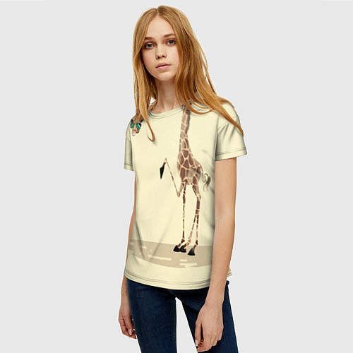 Женская футболка Жираф на шее / 3D-принт – фото 3