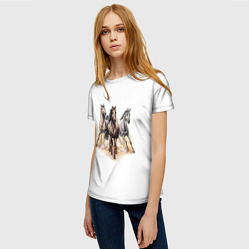 Женская футболка Лошади / 3D-принт – фото 3