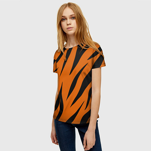 Женская футболка Текстура тигра / 3D-принт – фото 3