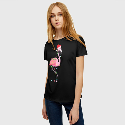 Женская футболка Новогодний Фламинго / 3D-принт – фото 3