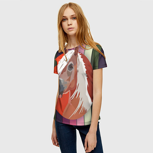 Женская футболка Лошадь с фоном / 3D-принт – фото 3
