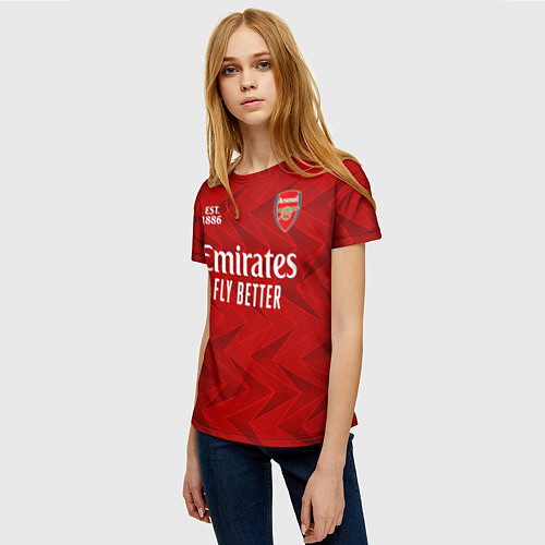 Женская футболка ARSENAL 2021 - ДОМАШНЯЯ / 3D-принт – фото 3