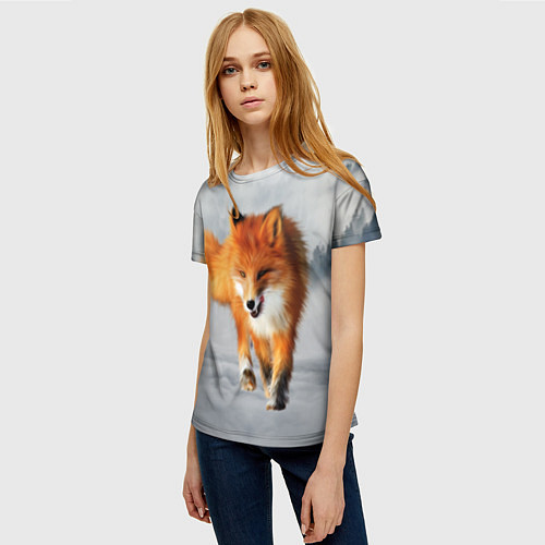 Женская футболка Лиса Fox / 3D-принт – фото 3