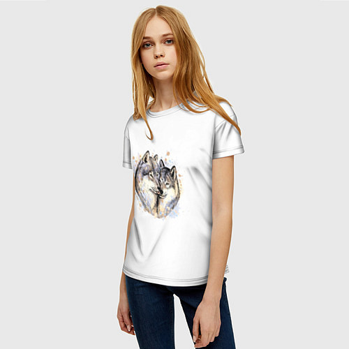 Женская футболка Волк и волчица / 3D-принт – фото 3
