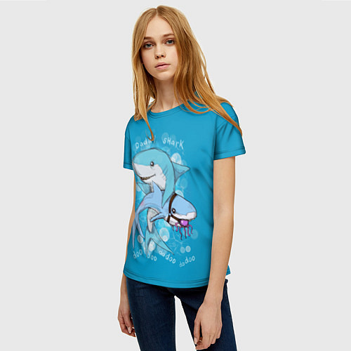 Женская футболка Dady Shark / 3D-принт – фото 3