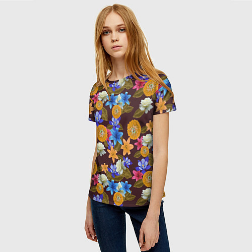 Женская футболка Exotic Flowers / 3D-принт – фото 3