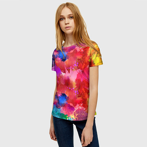 Женская футболка Брызги красок / 3D-принт – фото 3