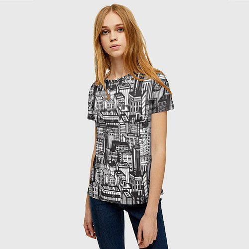 Женская футболка Бесконечный город / 3D-принт – фото 3