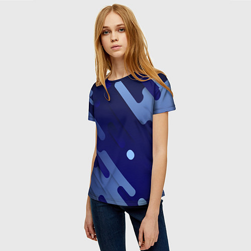 Женская футболка Абстрактные линии / 3D-принт – фото 3