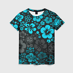 Футболка женская Blue Flowers, цвет: 3D-принт