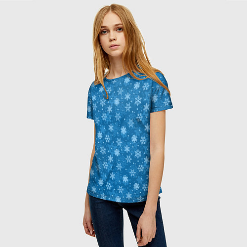 Женская футболка Снежинки / 3D-принт – фото 3