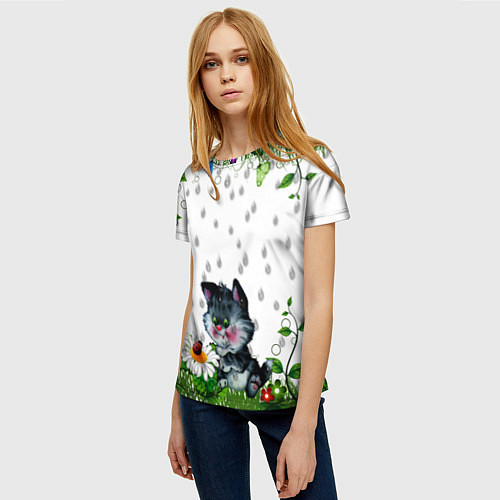 Женская футболка Котёнок / 3D-принт – фото 3