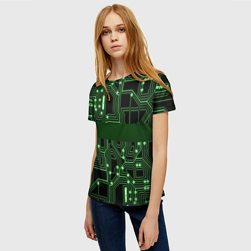 Женская футболка Неоновая схема / 3D-принт – фото 3
