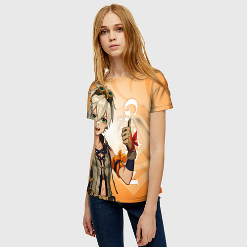Женская футболка GENSHIN IMPACT, БЕННЕТ / 3D-принт – фото 3