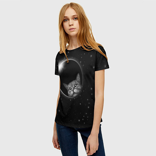 Женская футболка Кот в Космосе / 3D-принт – фото 3
