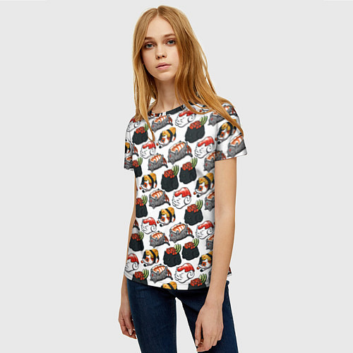 Женская футболка Котики Суши / 3D-принт – фото 3