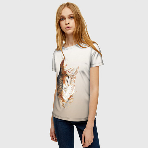 Женская футболка Летящая сова рисунок / 3D-принт – фото 3