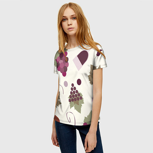 Женская футболка Виноград и винишко / 3D-принт – фото 3