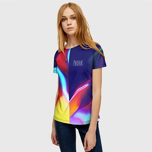 Женская футболка Phonk Neon / 3D-принт – фото 3