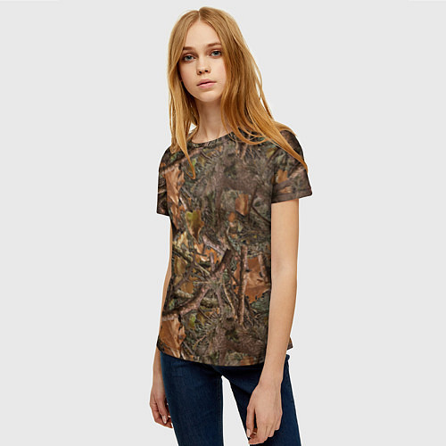 Женская футболка Охотничий камуфляж / 3D-принт – фото 3