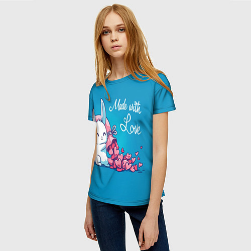 Женская футболка Сделано с любовью, валентина / 3D-принт – фото 3