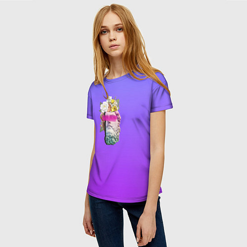 Женская футболка Мои цветы в твоей голове / 3D-принт – фото 3
