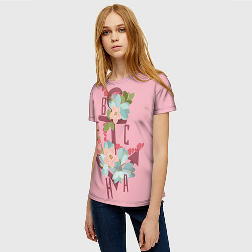 Женская футболка Весна, цветы / 3D-принт – фото 3