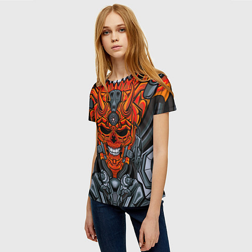 Женская футболка CyberSkull / 3D-принт – фото 3