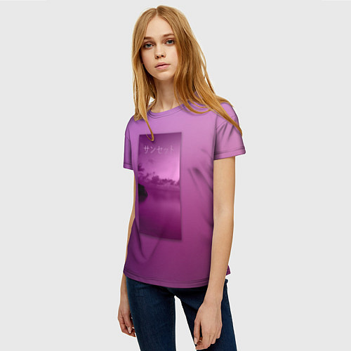 Женская футболка Аметистовый закат / 3D-принт – фото 3