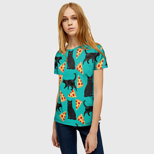 Женская футболка Котики и Пиццы / 3D-принт – фото 3