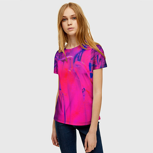Женская футболка Фон Pink and blue / 3D-принт – фото 3