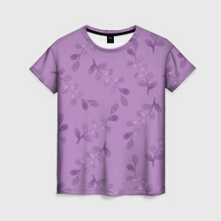Футболка женская Листья на фиолетовом фоне, цвет: 3D-принт