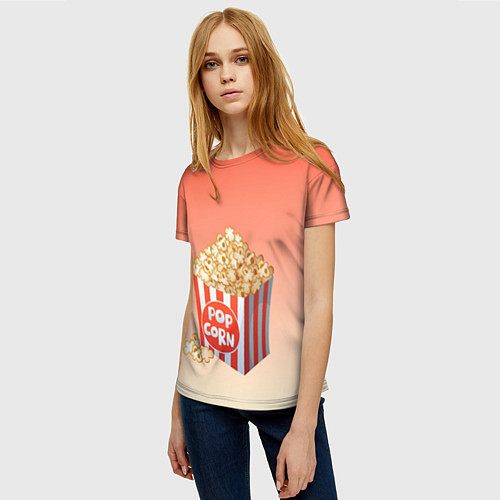 Женская футболка Попкорн рисунок / 3D-принт – фото 3