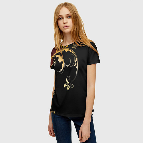 Женская футболка Узор - Хохлома / 3D-принт – фото 3