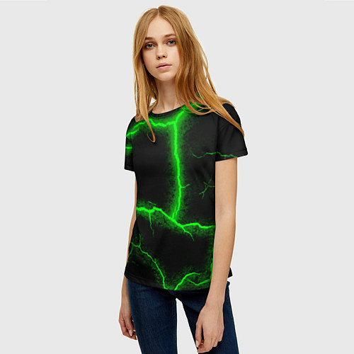 Женская футболка К - 13 зелёная трещина 3D / 3D-принт – фото 3