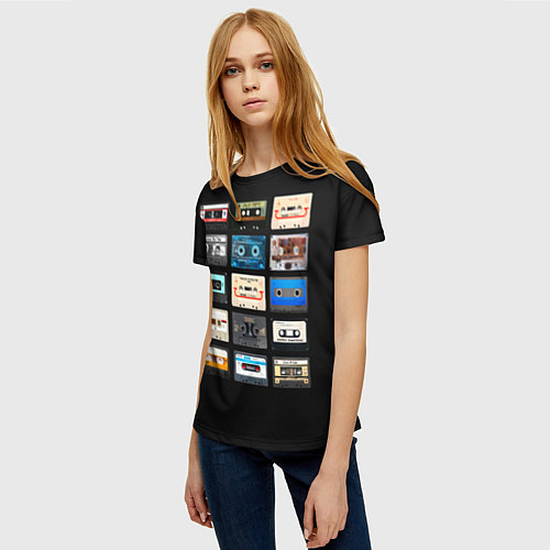 Женская футболка Музыкальные касеты / 3D-принт – фото 3