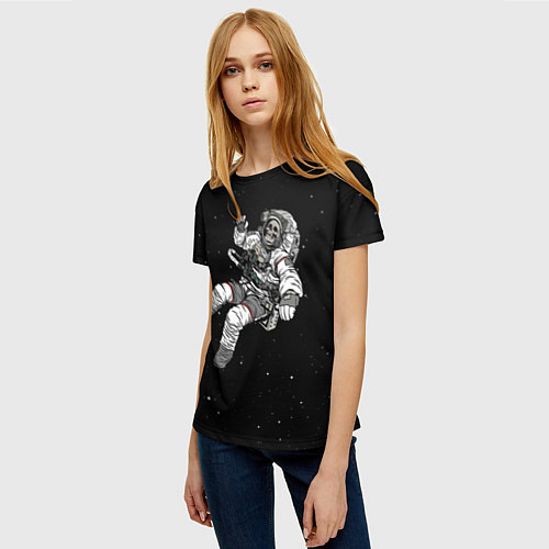 Женская футболка Скелет Космонавт / 3D-принт – фото 3