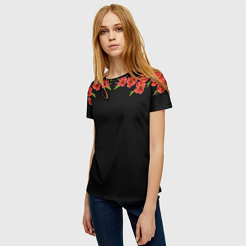 Женская футболка Цветы / 3D-принт – фото 3