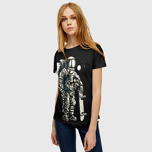 Женская футболка Скейтер Астронавт / 3D-принт – фото 3