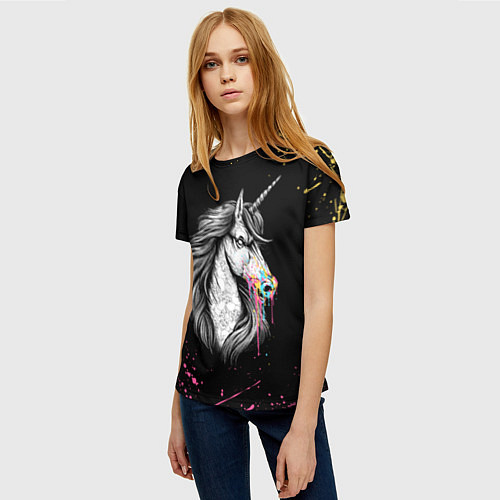 Женская футболка ЕДИНОРОГ UNICORN RAINBOW / 3D-принт – фото 3