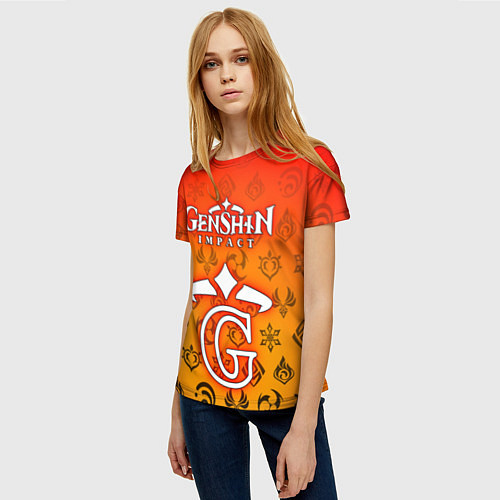 Женская футболка GENSHIN IMPACT / 3D-принт – фото 3