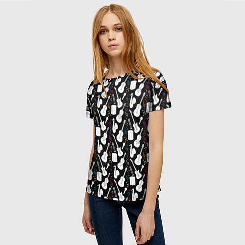 Женская футболка Музыкальные Инструменты / 3D-принт – фото 3