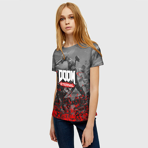 Женская футболка DOOM / 3D-принт – фото 3