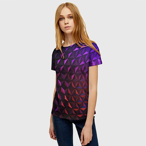 Женская футболка Неоновая Текстура / 3D-принт – фото 3