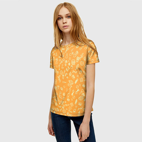 Женская футболка Оранжевая еда / 3D-принт – фото 3