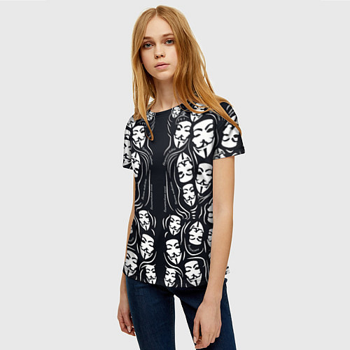 Женская футболка Анонимусы надбисиси линии / 3D-принт – фото 3