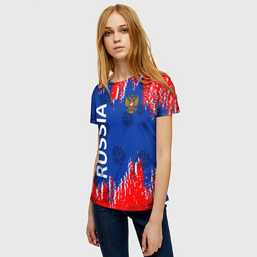 Женская футболка RUSSIA / 3D-принт – фото 3