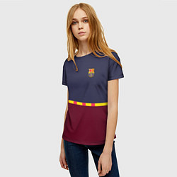 Футболка женская FC Barcelona Flag and team Logo 202122, цвет: 3D-принт — фото 2